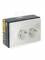 FORTE&PIANO Розетка 2-местная с заземлением без защитных шторок безвинтовое крепление 16А FP224 белый IEK