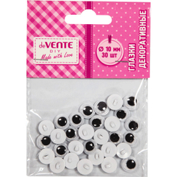 Декор ГЛАЗА пришивные 10 мм 30 шт. черно-белые (8001303)