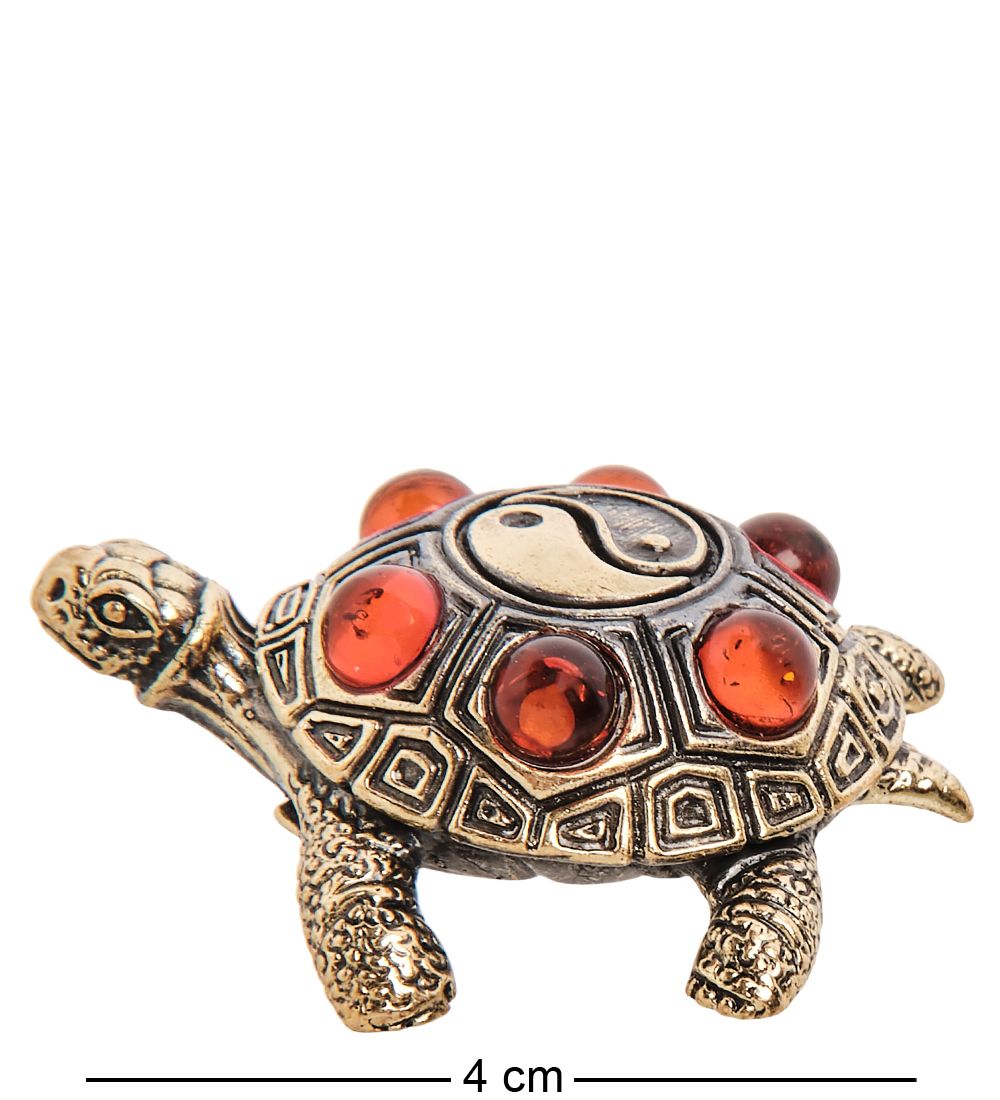 Народные промыслы AM-3223 Фигурка «Черепаха Инь-Янь» (латунь, янтарь)