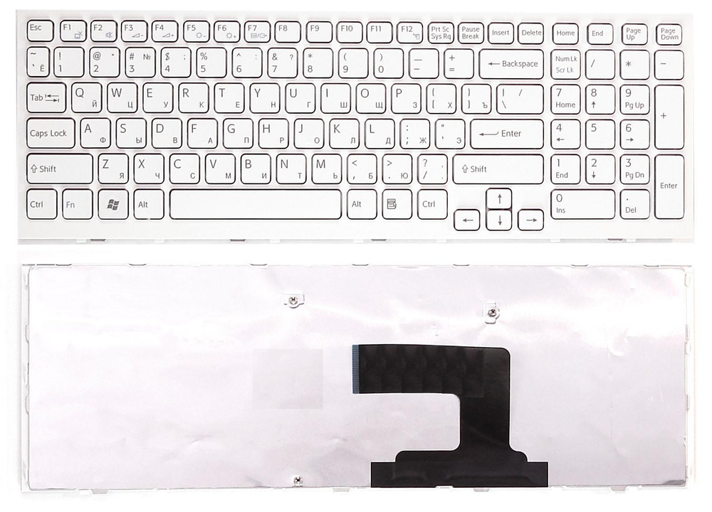 Клавиатура для ноутбука Sony Vaio VPCEL VPC-EL белая с белой рамкой