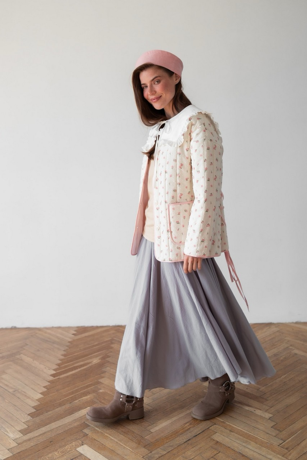 Телогрейка, Сливочный с цветами