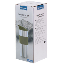 Термокружка нерж сталь, пластик, 0.45 л, Daniks, зел, SL-091A