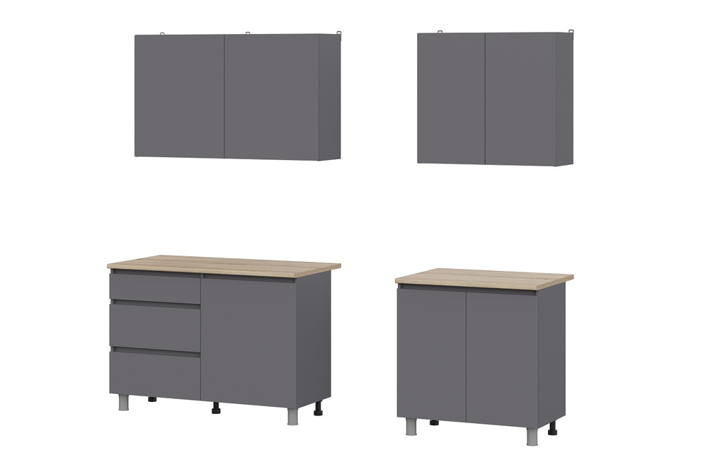 Готовая кухня Денвер 2 м, Графит серый, Сонома