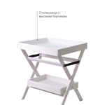 Журнальный столик, 58х48х65, прикроватный, раскладной, стол поднос, для сада и дома, массив сосны, белый, Dipriz