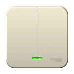 BLANCA О/У 2-клавишный ВЫКЛЮЧАТЕЛЬ (сх.5) с подсветкой, 6А, 250В, МОЛОЧНЫЙ