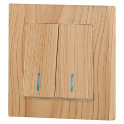 Выключатель Intro Accent 6-105-11 двойной с подсветкой, 10А-250В, IP20, СУ, AL/CU, сосна | Intro