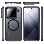 Чехол для Xiaomi 15 с Магсейф черный с прозрачной матовой задней панелью WLONS
