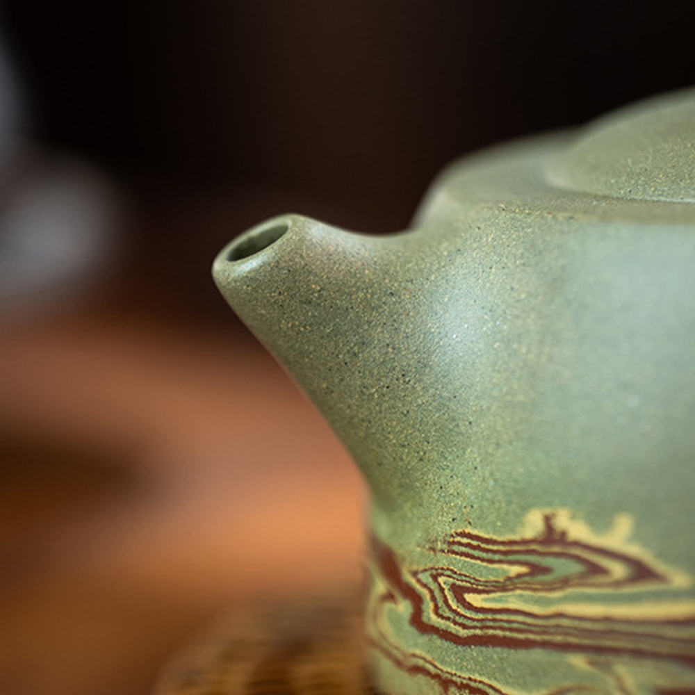 316032 Чайник ИСИН "ЦЗИНЛАНЬ" (Колодец) 180мл, глина зеленый