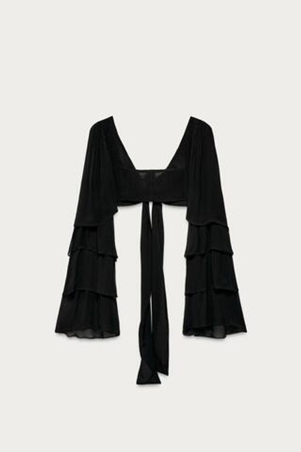 ZARA X MARISA BERENSON ТОП С ВОЛАНАМИ, ЧЕРНЫЙ