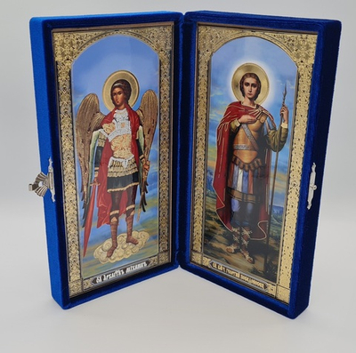 Складень барх. 9*18 именные Михаил архангел и Георгий Победоносец (Ков) 11005354