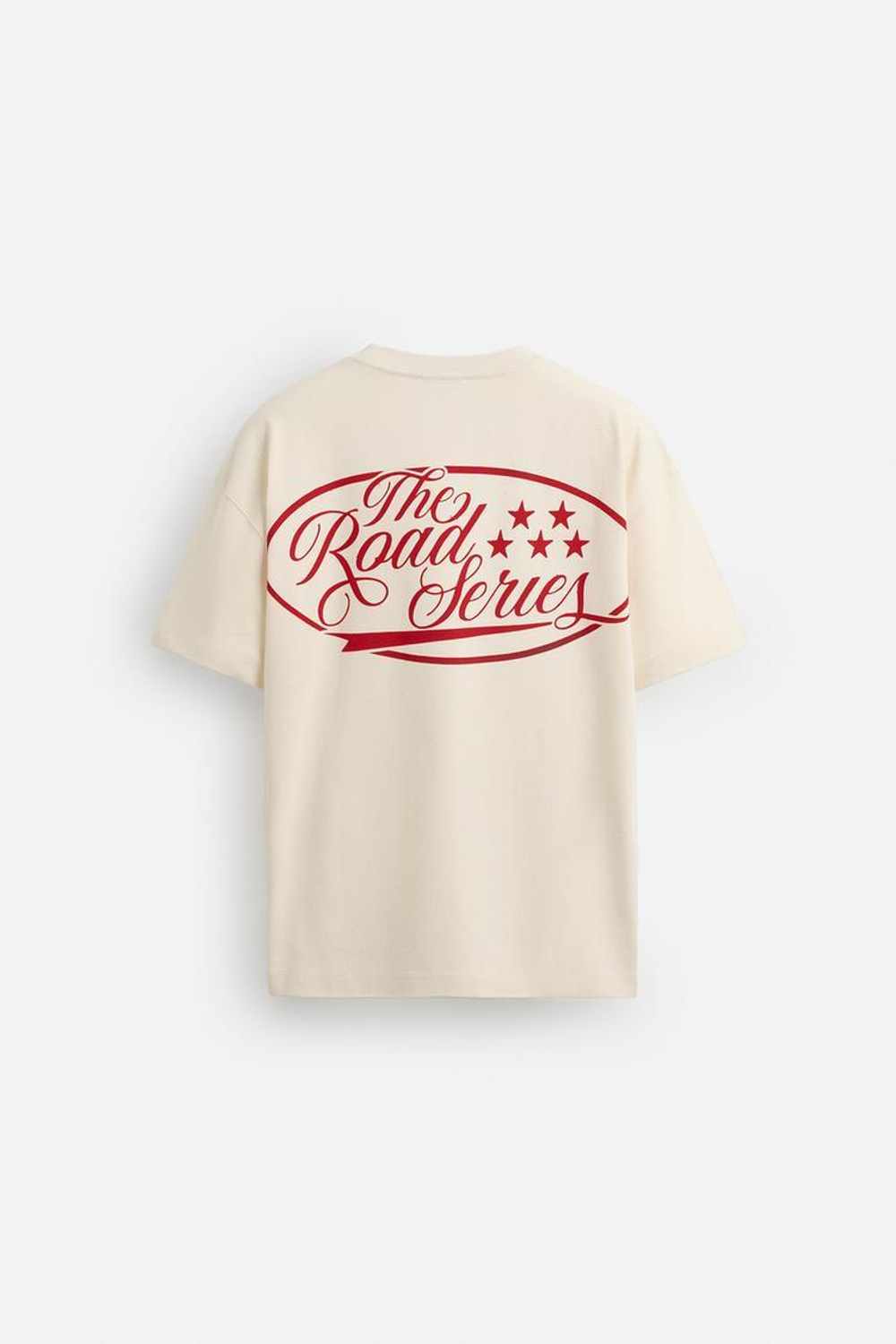 ZARA ФУТБОЛКА С КОНТРАСТНЫМ ПРИНТОМ, ПЕСОЧНЫЙ