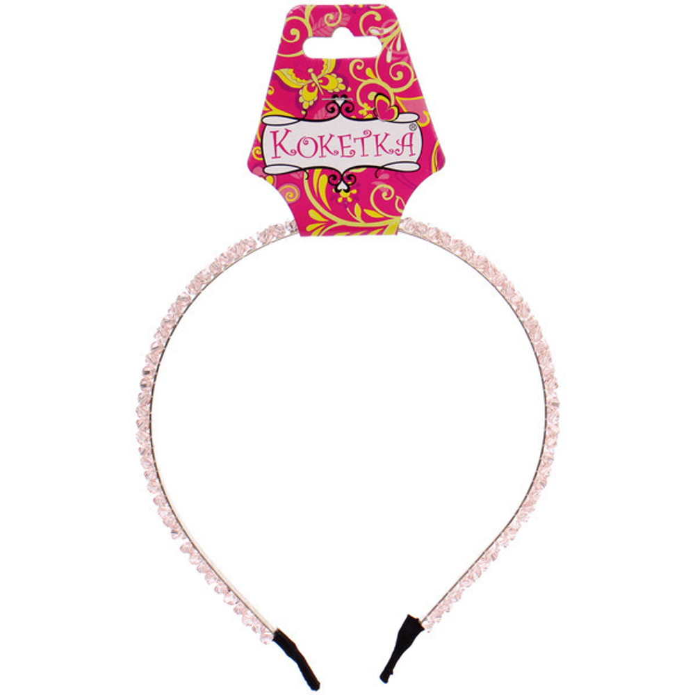 Ободок металлический с бисером «КОЛЛИНА», энтари, микс 4 цвета, 0,5см (блистер Кокетка и пакет с подвесом)