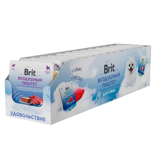 Воздушный паштет Brit для собак мелких пород с чувствительным пищеварением, с ягнёнком, 14 x 100 г