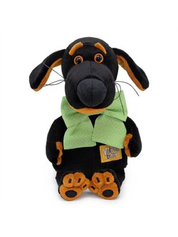 Мягкая игрушка Ваксон с зеленым бантом в горошек 19 см, в коробке