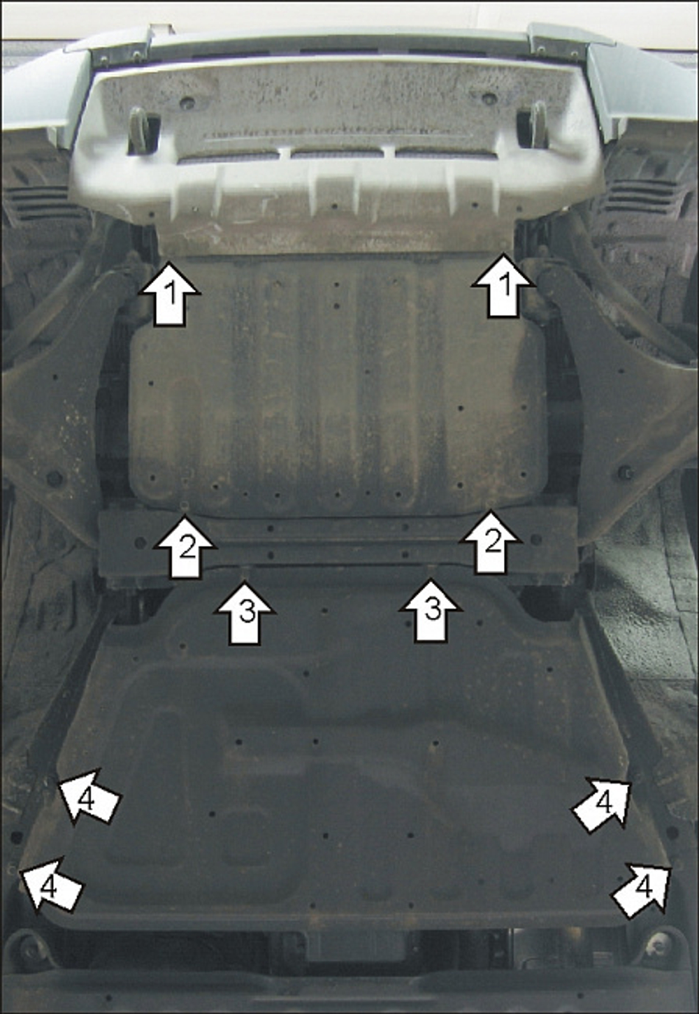 Защита алюминиевая 5 мм Д КПП Mitsubishi Pajero IV MOTODOR.31316