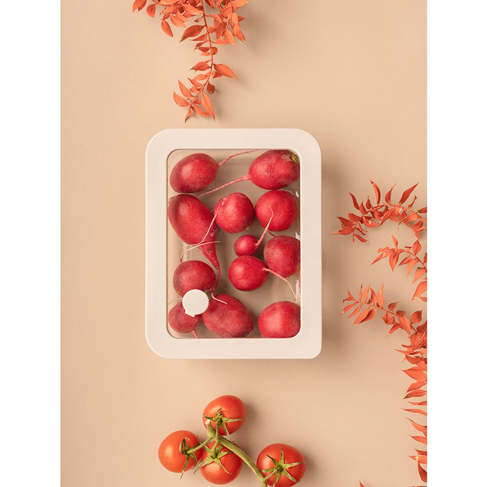 Контейнер для запекания и хранения с вакуумным эффектом Vacuum Glass, 700 мл, светло-серый