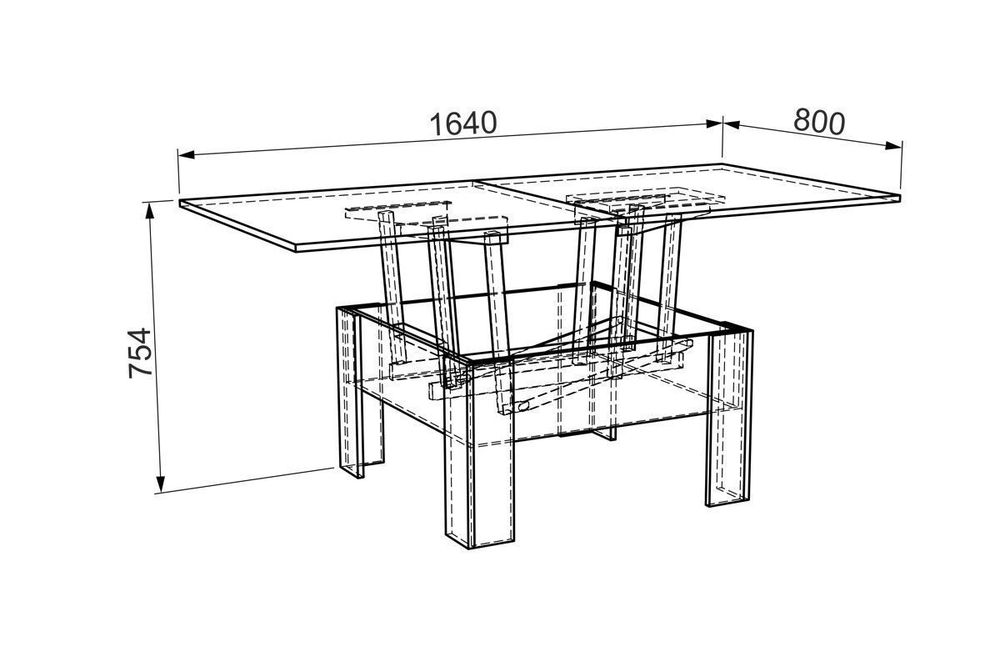 Стол журнальный раскладной "Секрет" (ясень шимо темный/ясень шимо светлый), ЛДСП 16 мм, Мебельсон