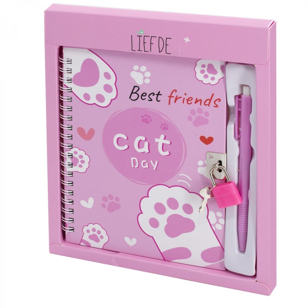 Блокнот в футляре, 18 см * 22 см, гребень, Alingar, мат.ламин, ручка, замочек, диз. блок, линия, 45 л., "Лапки", розовый Блокнот в футляре, 18 см * 22 см, гребень, Alingar, мат.ламин, ручка, замочек, диз. блок, линия, 45 л., "Лапки", розовый