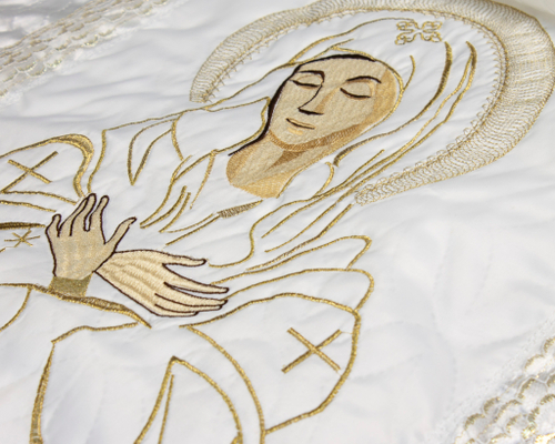 Комплект ритуальный «Богородица в цвете» атлас-стеганка