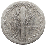 1 дайм (10 центов) 1942. США F-VF (Меркурий) Серебро