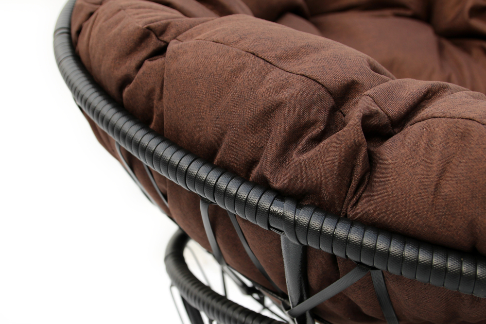 Кресло для отдыха Garden Story Папасан 1уп, ротанг искусст (черный, подушка коричневая) (М)