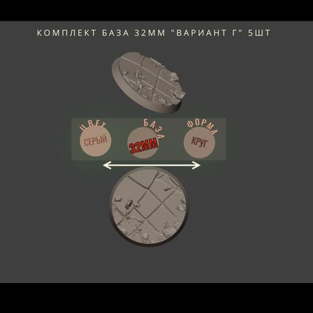 комплект База круг 32мм "Вариант Г" 5шт ДнД DnD миниатюры из набора "Гоблины Чёрной Орды"