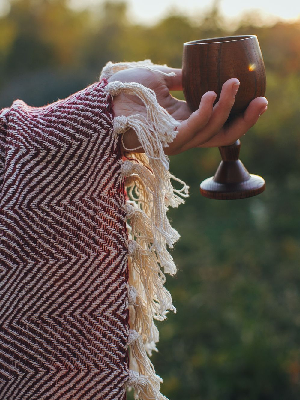 Бохо-шаль из хлопка (зигзаг/бордо)