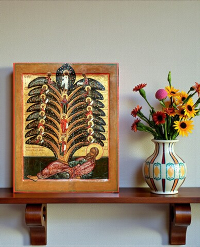 Древо Иесеево (Корень Иессеев, Лоза Иессеева), Мировлитиса - Родословная Божией Матери. Деревянная икона на левкасе