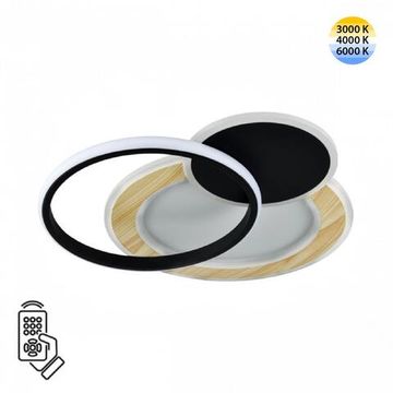 7735/80L MITRA LED SN 065 Светильник металл/акрил/белый/под дерево/черный LED 80Вт 3000-6000К 450x450 IP20 пульт ДУ PINE