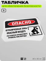 Табличка для обеспечения безопасности "Опасно, ограниченная зона, опасный воздух", для офиса, по охране труда для предприятия, организаций, 40х30 см, Silver Plane x Айдентика Технолоджи