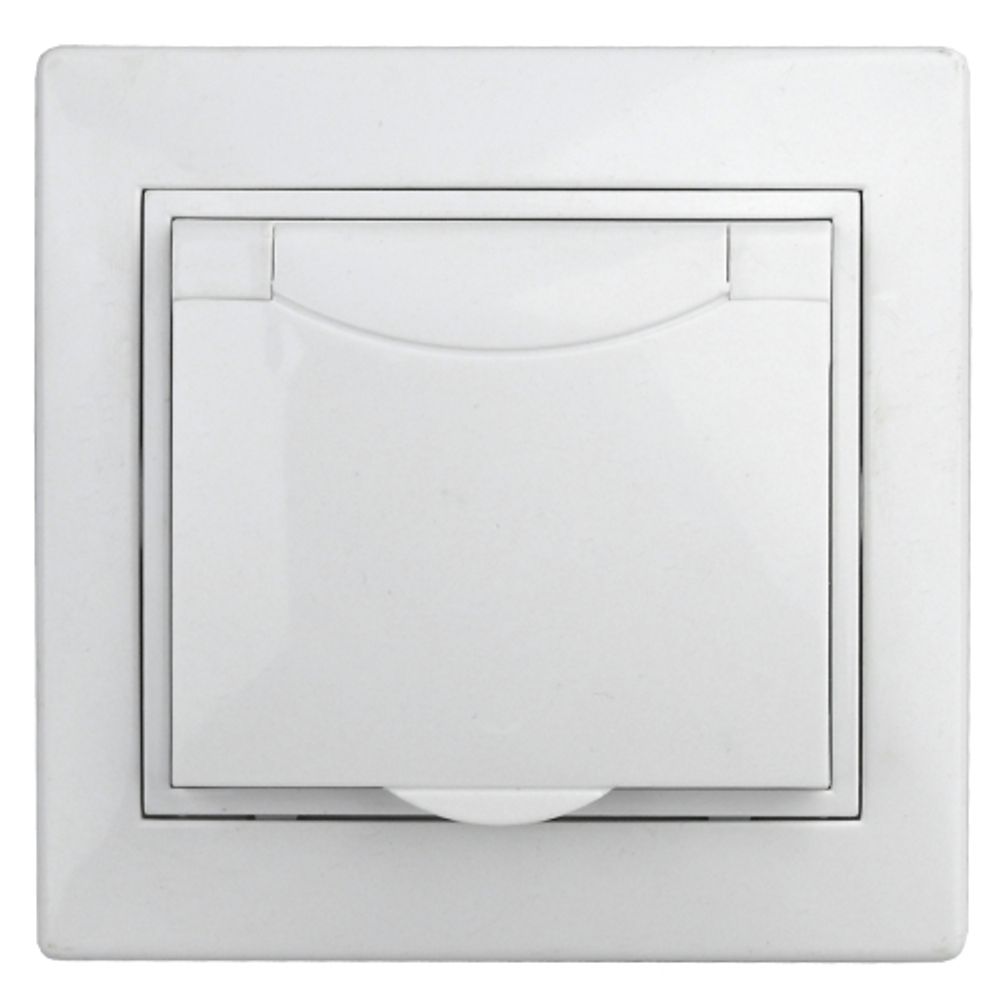 Розетка Intro Plano 1-203-01 с заземлением 2P+E Schuko с крышкой, 16А-250В, IP20, СУ, белый | Intro Plano Белый