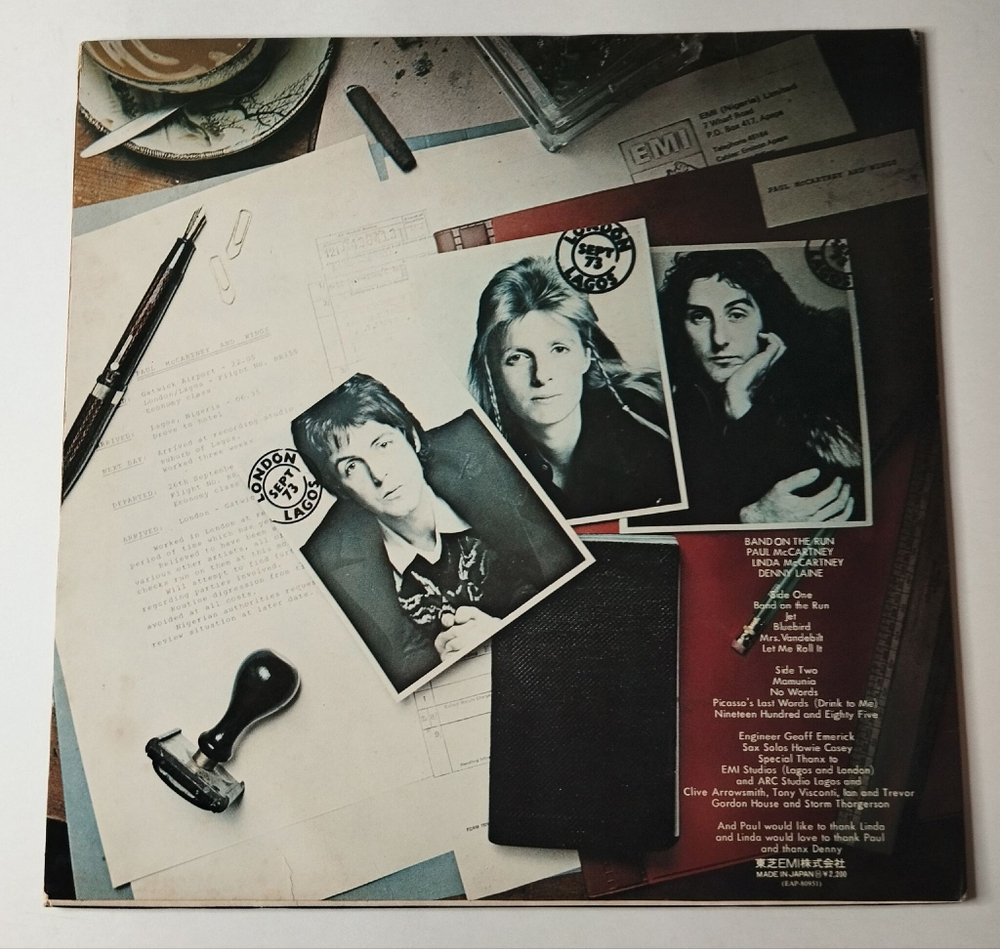Винтажная виниловая пластинка LP Paul McCartney and Wings Band On The Run (Japan 1973) (No Obi) Mrs. Vandebilt
