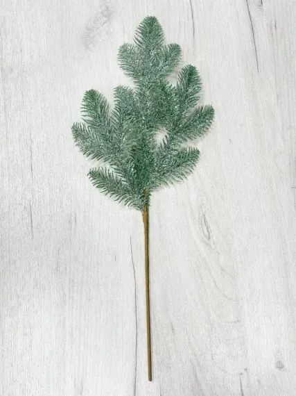 Ветвь еловая Блестящая в инее 50 см., Christmas DeLuxe (89132)