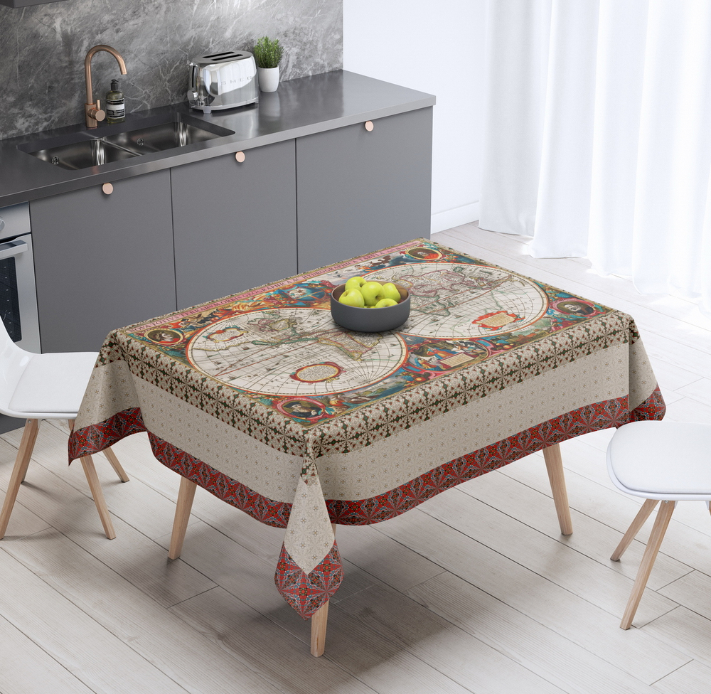 Скатерть средневековая карта мира