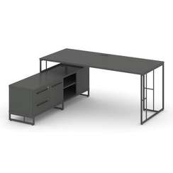 Rift Direct Стол руководителя на опорной тумбой RF.SRT-25 (L) Антрацит NEW/Металл Антрацит NEW/Черны