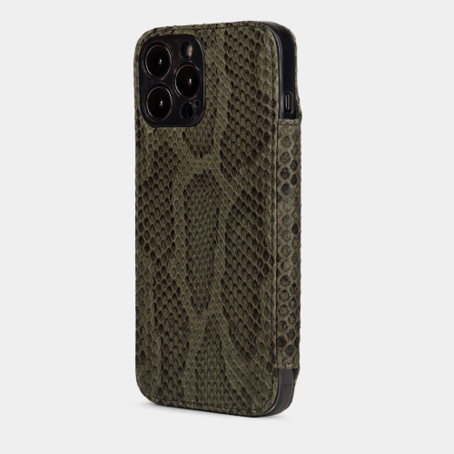 Чехол Benoit для iPhone 13 Pro из кожи питона, зеленого цвета