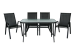 Набор мебели Garden Story Сан-Ремо (4 кресла кор.2+стол 120х70см, каркас черный, сиденья черные)