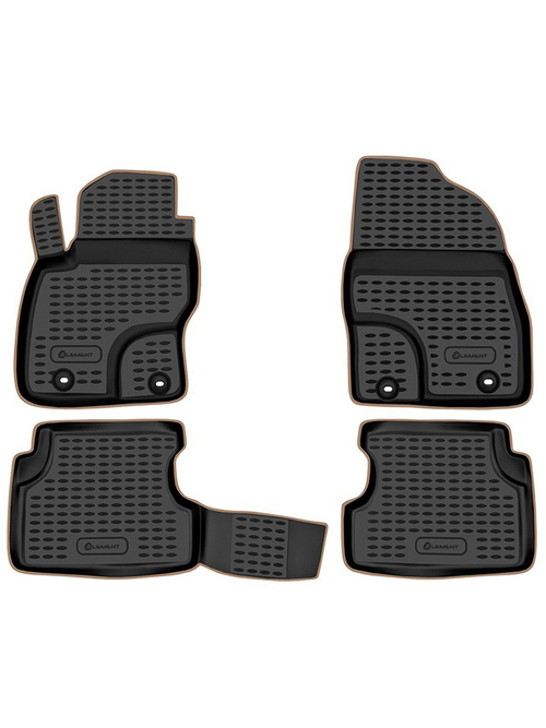 Коврики в салон для FORD Focus II 2004-2011, 4 шт. (бежевый кант, полиуретан) KANT.NLC.16.03.210.BG