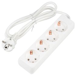 S-GCU4-1.5 WHITE Удлинитель серии Ultra. шнур 1.5м.. 4 гнезда. 16A. с-з. Белый. TM Uniel