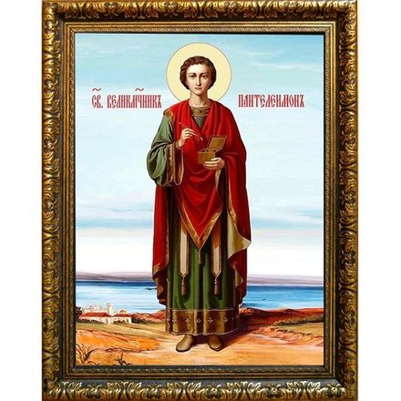 Пантелеимон Целитель в полный рост. Икона на холсте.