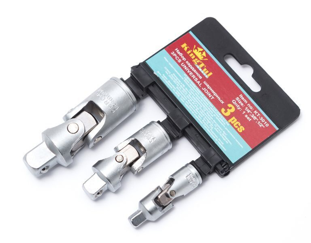 1/4'', 3/8'', 1/2''Набор карданов 3пр.в пласт. держателе KingTul kraft KT-3010