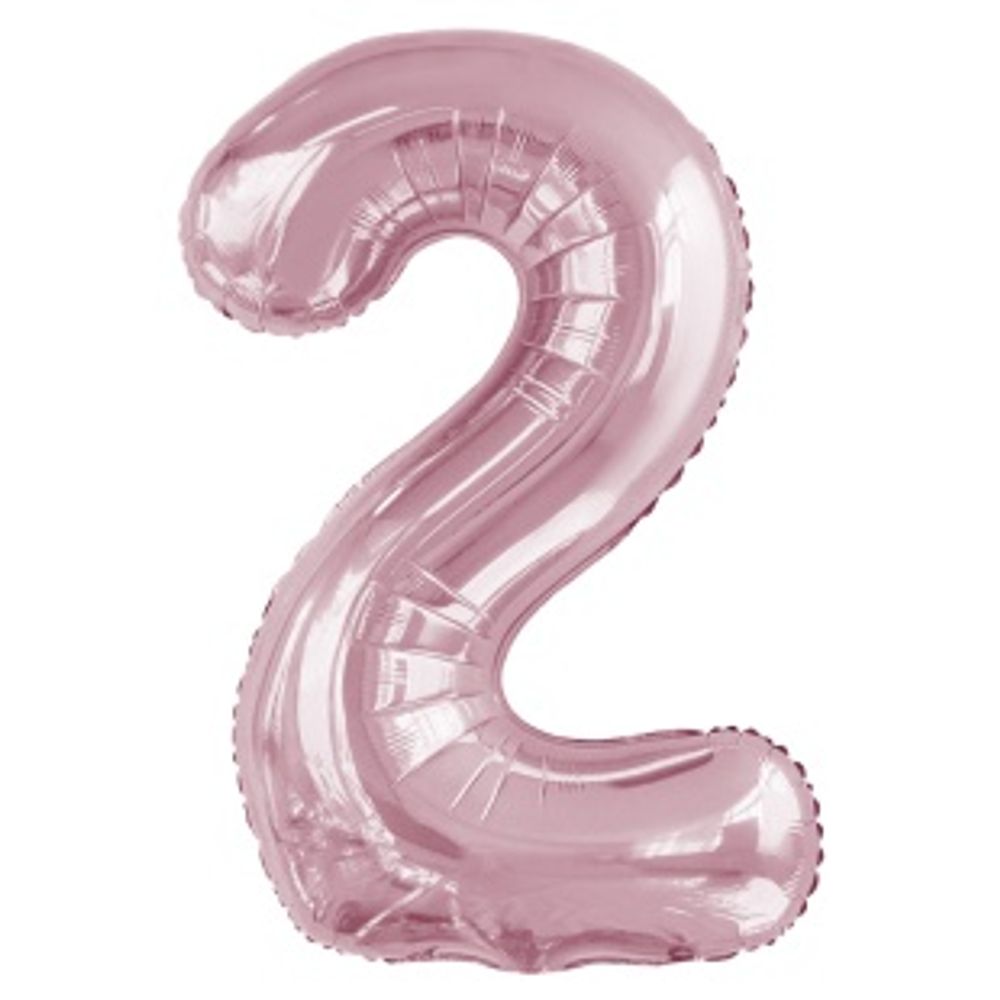 К Шар 34'' / 86 см "Цифра 2" Slim Светло розовый (БГ-60)