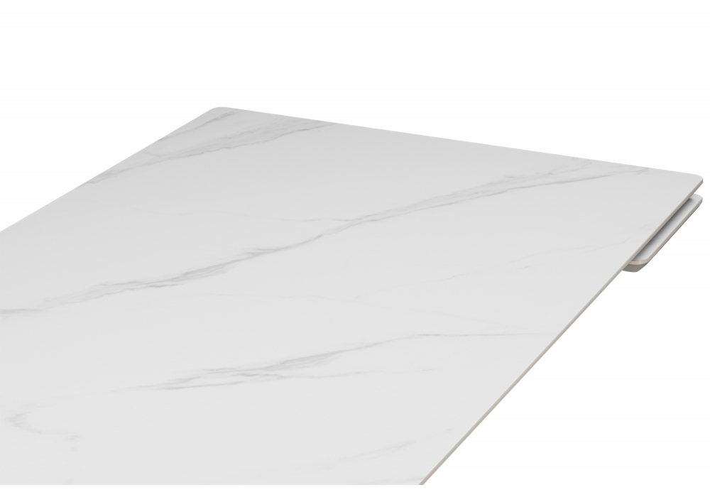 Керамический стол Woodville Вилли 140(200)х80 белый мрамор snow white, серый