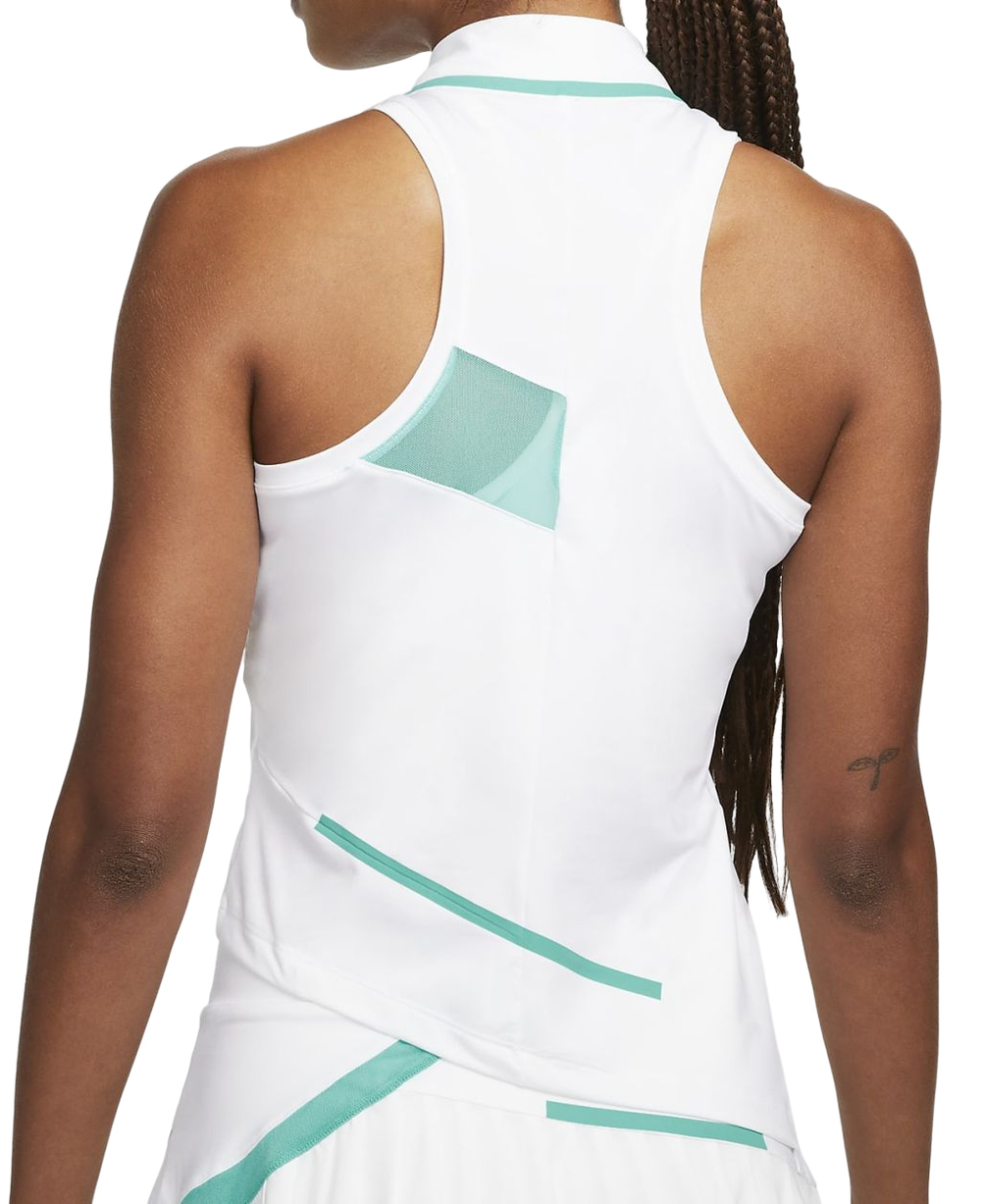 Женский топ теннисный Nike Dri-Fit Slam Tank W - white/washed teal/washed teal/wolf grey