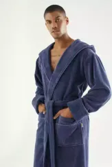 Махровый мужской халат 7230 джинс Nusa Турция