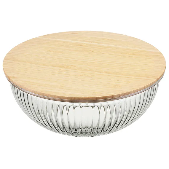 Чаша стеклянная с бамбуковой крышкой harmy, 3,5 л