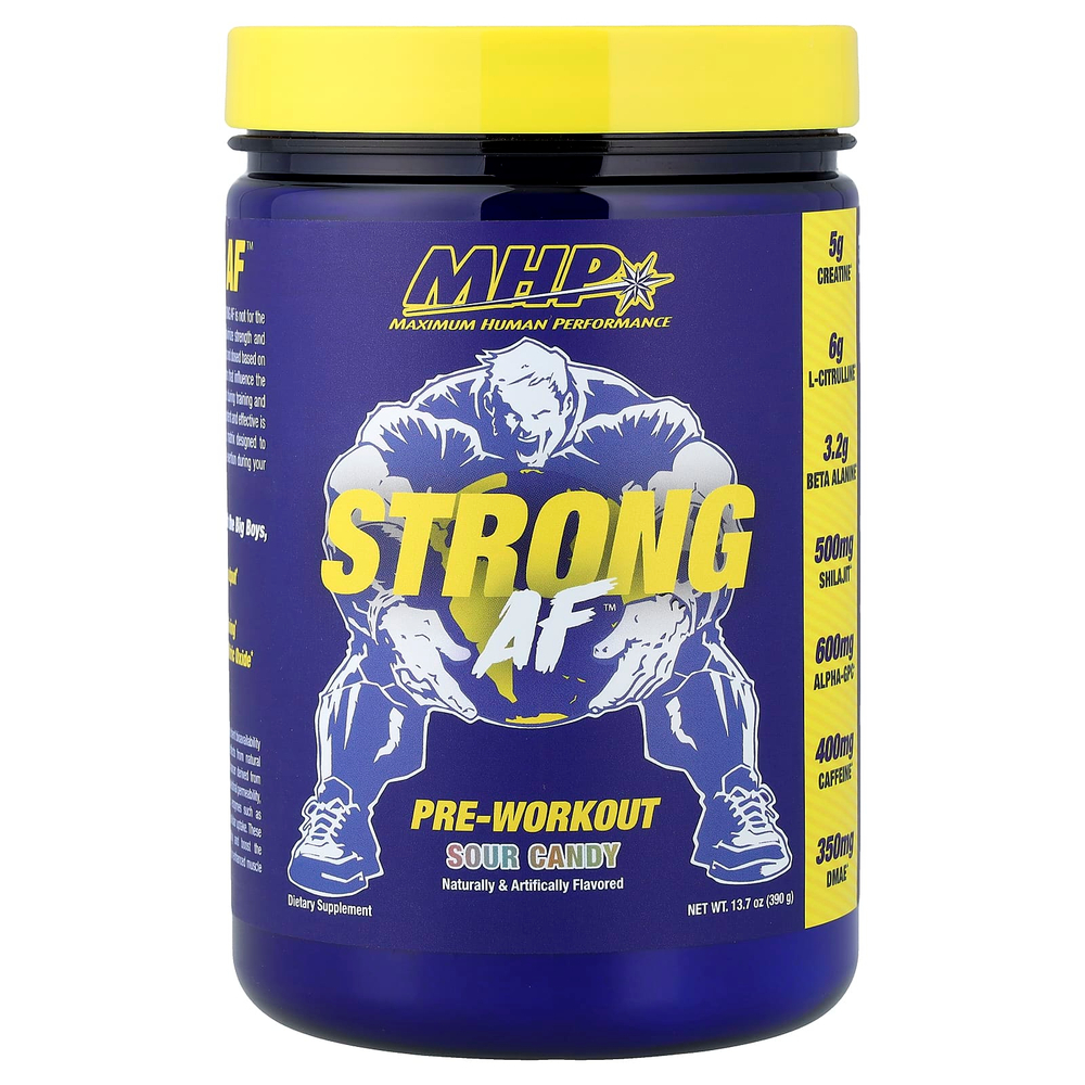 MHP, Strong AF™, предтренировочный комплекс, кислая конфета, 390 г (13,7 унции)