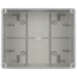 Распаячная коробка ЭРА KORvpk-240-195-90-44 ОП серая 240х195х90мм прозрачная крышка на винтах d25-3шт d32-2шт IP44