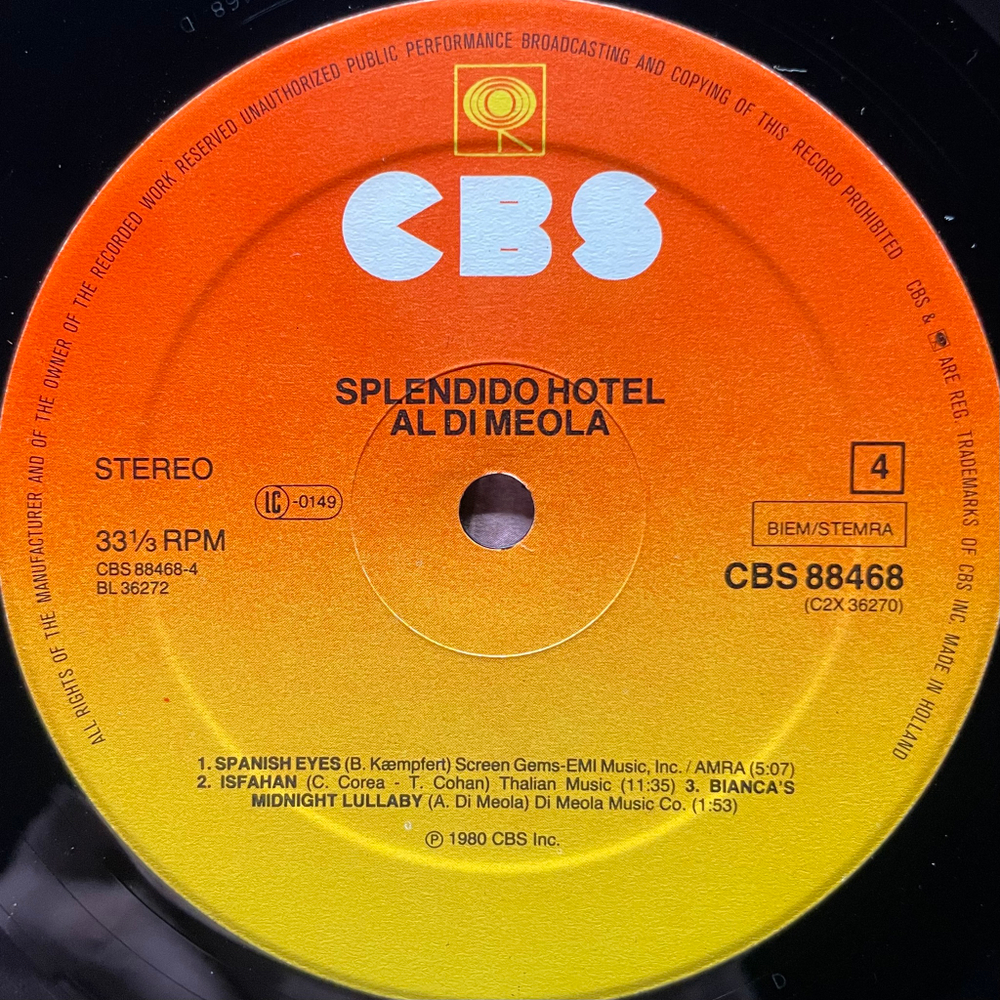 Al Di Meola ‎– Splendido Hotel 2LP (Европа 1980г.)