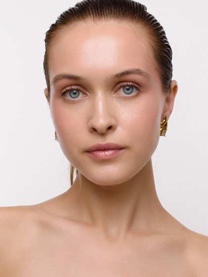 Серьги "Double drop crystal" Gold